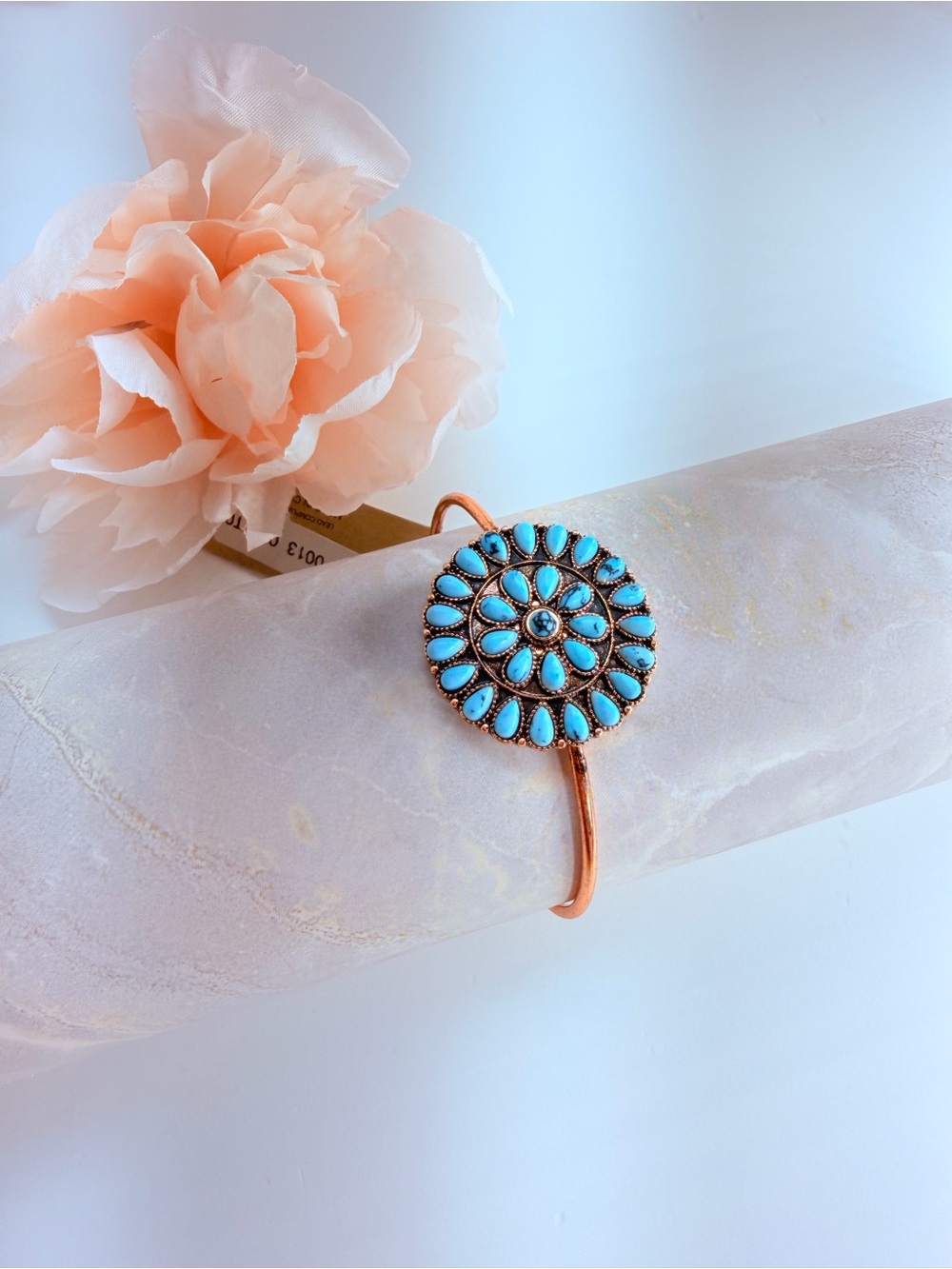 Turquoise Floral Medallion Cuff Bracelet - Women Jewelry Bracelet
